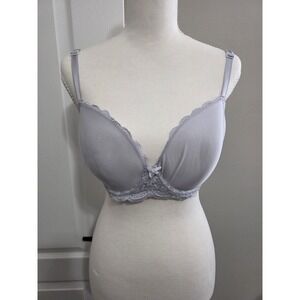 Victoria's Secret Dream Angels Lined Demi Bra Silver Gray Lace 32DDD Capsule